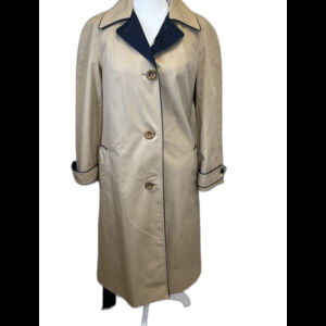 VINTAGE ETIENNE AIGNER Classic Reversible Rain Coat. Trench‎ Belted. Navy/Tan.